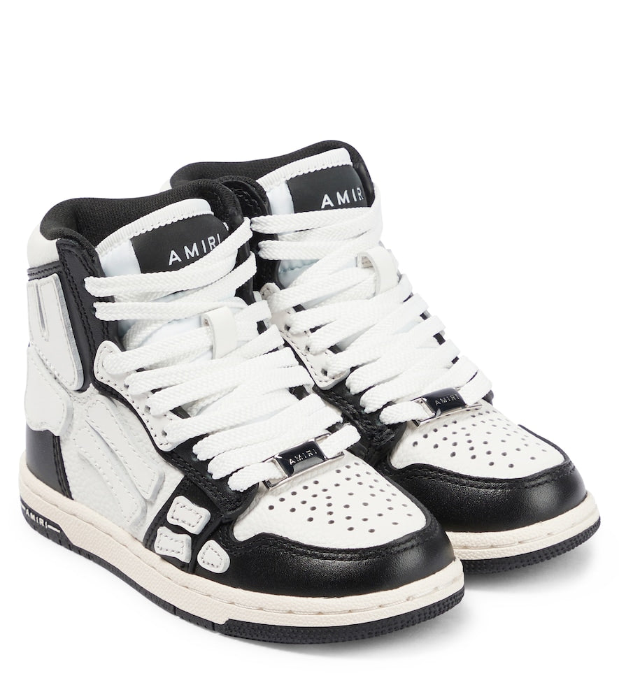 Skeleton leather high-top sneakers