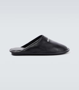 Logo leather slippers