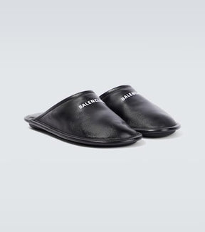 Logo leather slippers