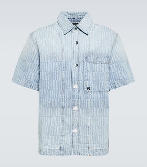 Logo jacquard denim shirt