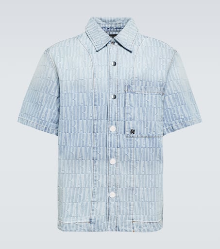 Logo jacquard denim shirt