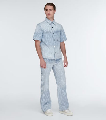 Logo jacquard denim shirt