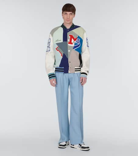 Wide-leg twill pants