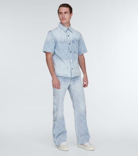 Logo jacquard denim pants