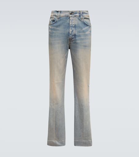 Distressed embellished denim jeans