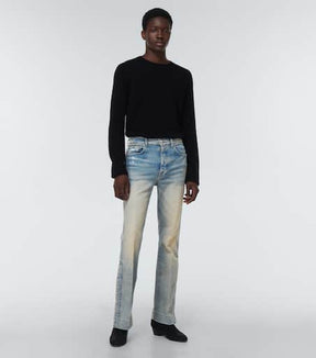 Distressed embellished denim jeans