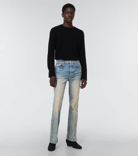 Distressed embellished denim jeans