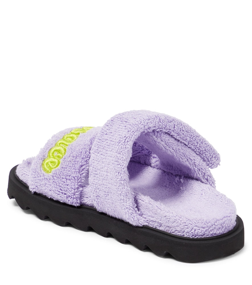 Appliqué toweling sandals