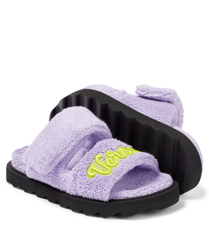 Appliqué toweling sandals