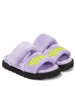 Appliqué toweling sandals