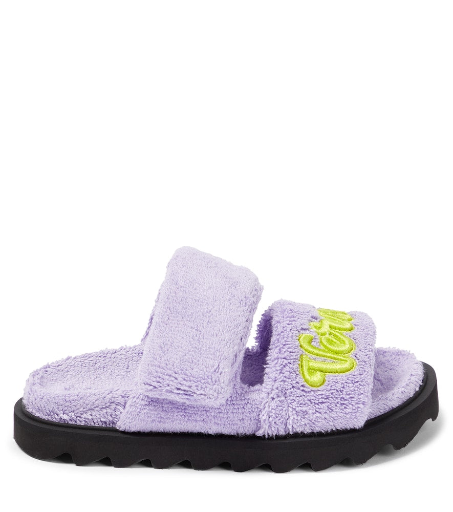 Appliqué toweling sandals