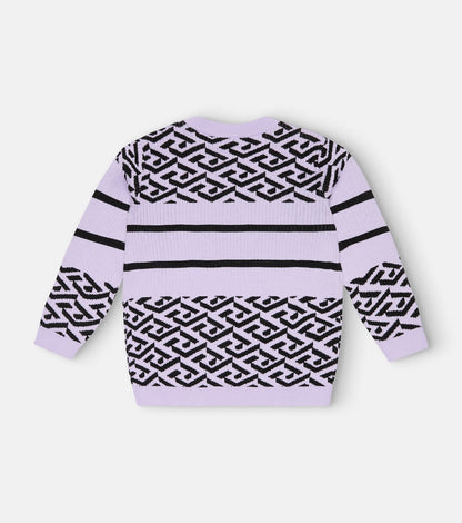 Cotton and wool jacquard sweater