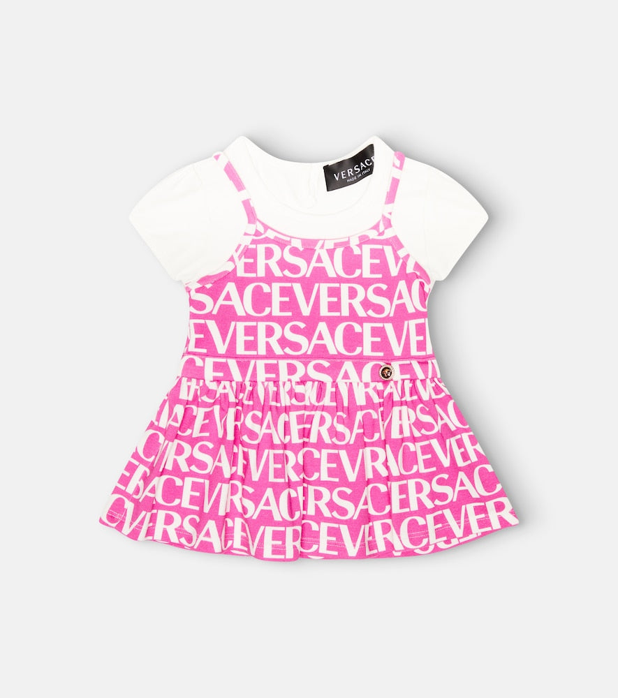 Baby logo cotton-blend jersey dress