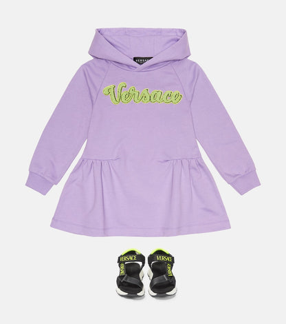 Logo cotton hoodie dress