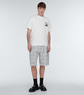 Patchwork print cotton shorts