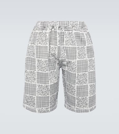 Patchwork print cotton shorts