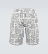 Patchwork print cotton shorts