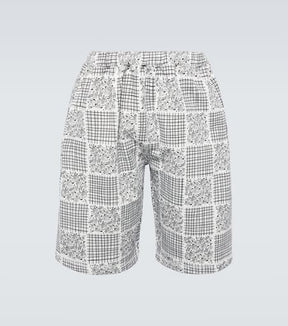 Patchwork print cotton shorts