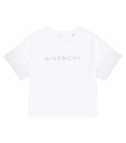 Ruffle-trimmed cotton T-shirt