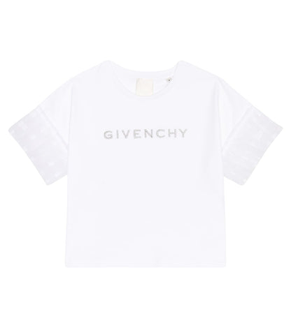 Ruffle-trimmed cotton T-shirt