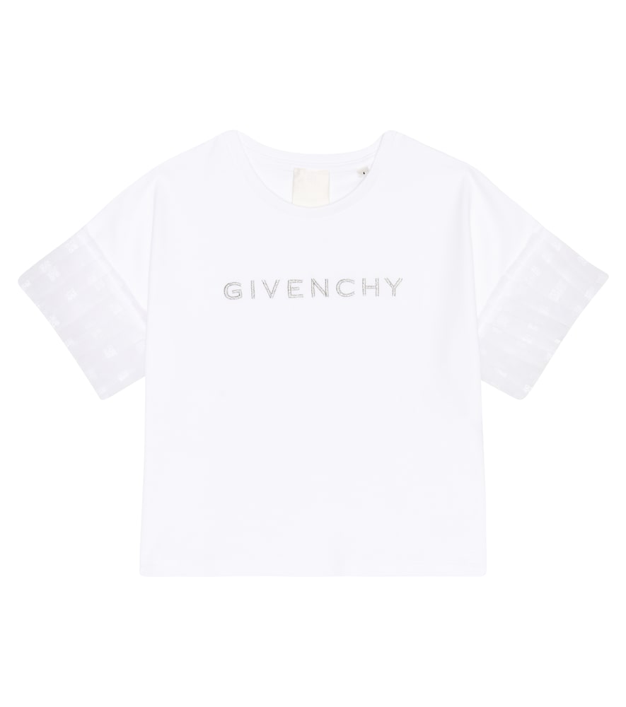 Ruffle-trimmed cotton T-shirt