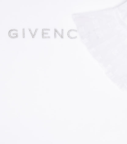 Ruffle-trimmed cotton T-shirt