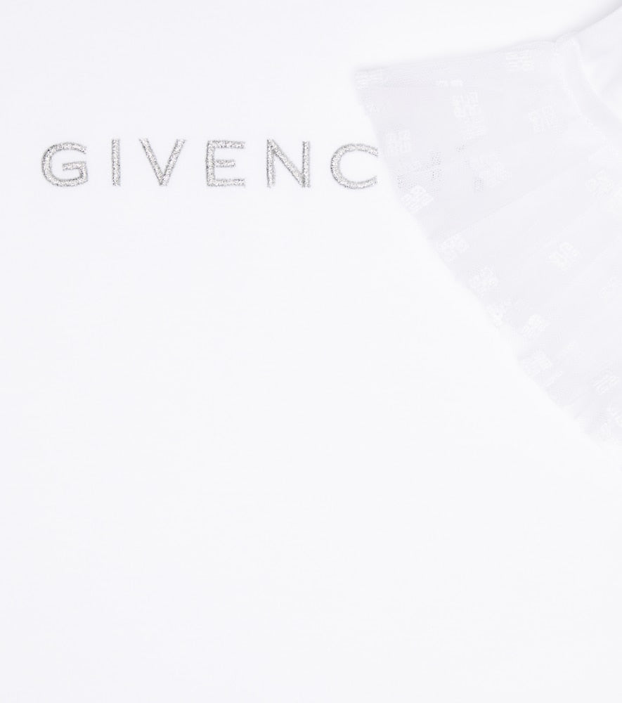 Ruffle-trimmed cotton T-shirt