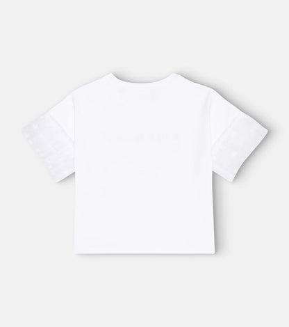 Ruffle-trimmed cotton T-shirt