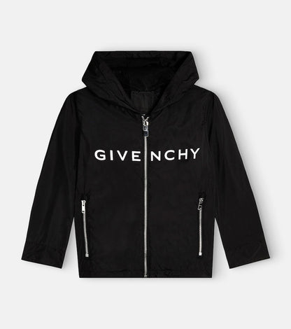 Logo technical hooded jacket