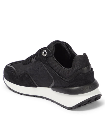 Logo leather, suede and canvas sneakers