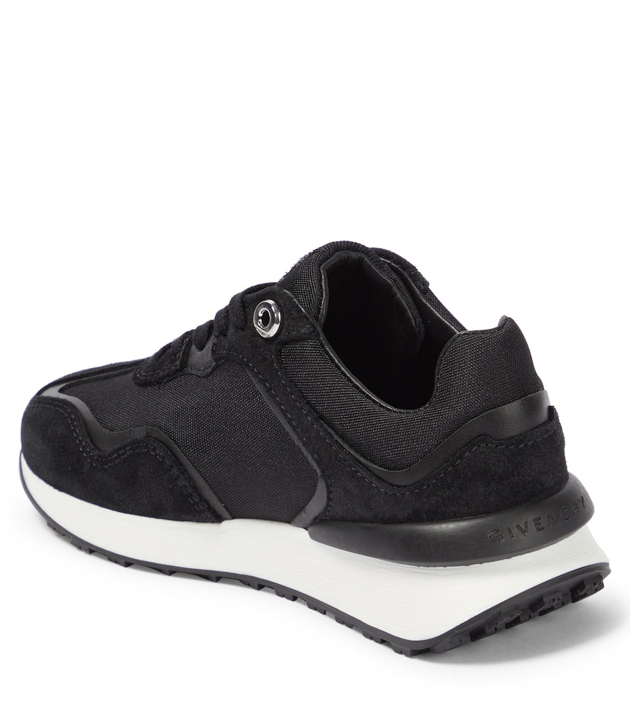 Logo leather, suede and canvas sneakers