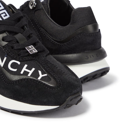 Logo leather, suede and canvas sneakers