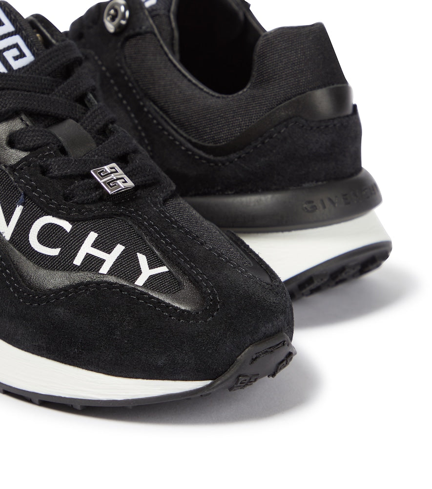 Logo leather, suede and canvas sneakers