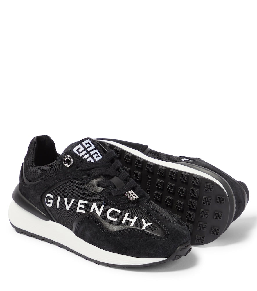 Logo leather, suede and canvas sneakers