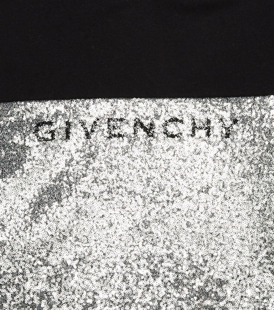 Sequined logo cotton-blend hoodie