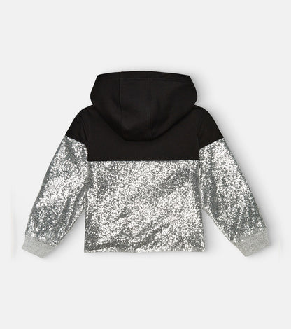 Sequined logo cotton-blend hoodie