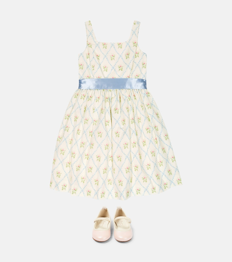 Printed cotton and silk dress