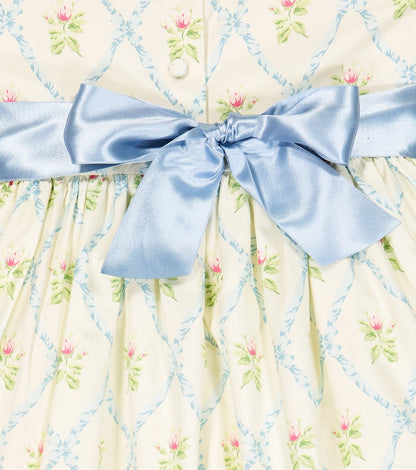 Printed cotton and silk dress