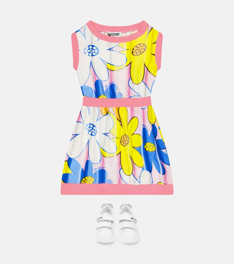 Floral satin and cotton dress