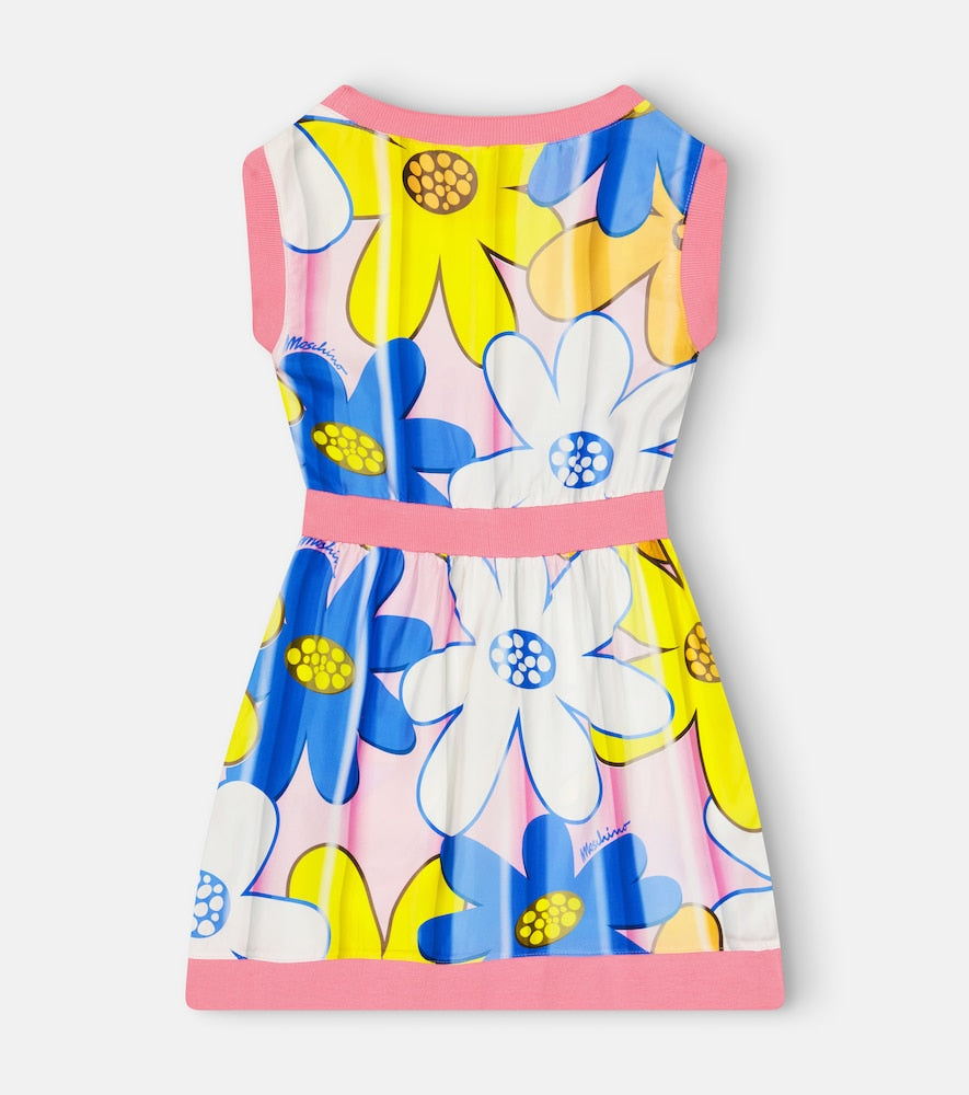 Floral satin and cotton dress