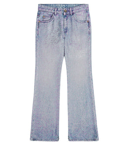 Logo printed flared jeans