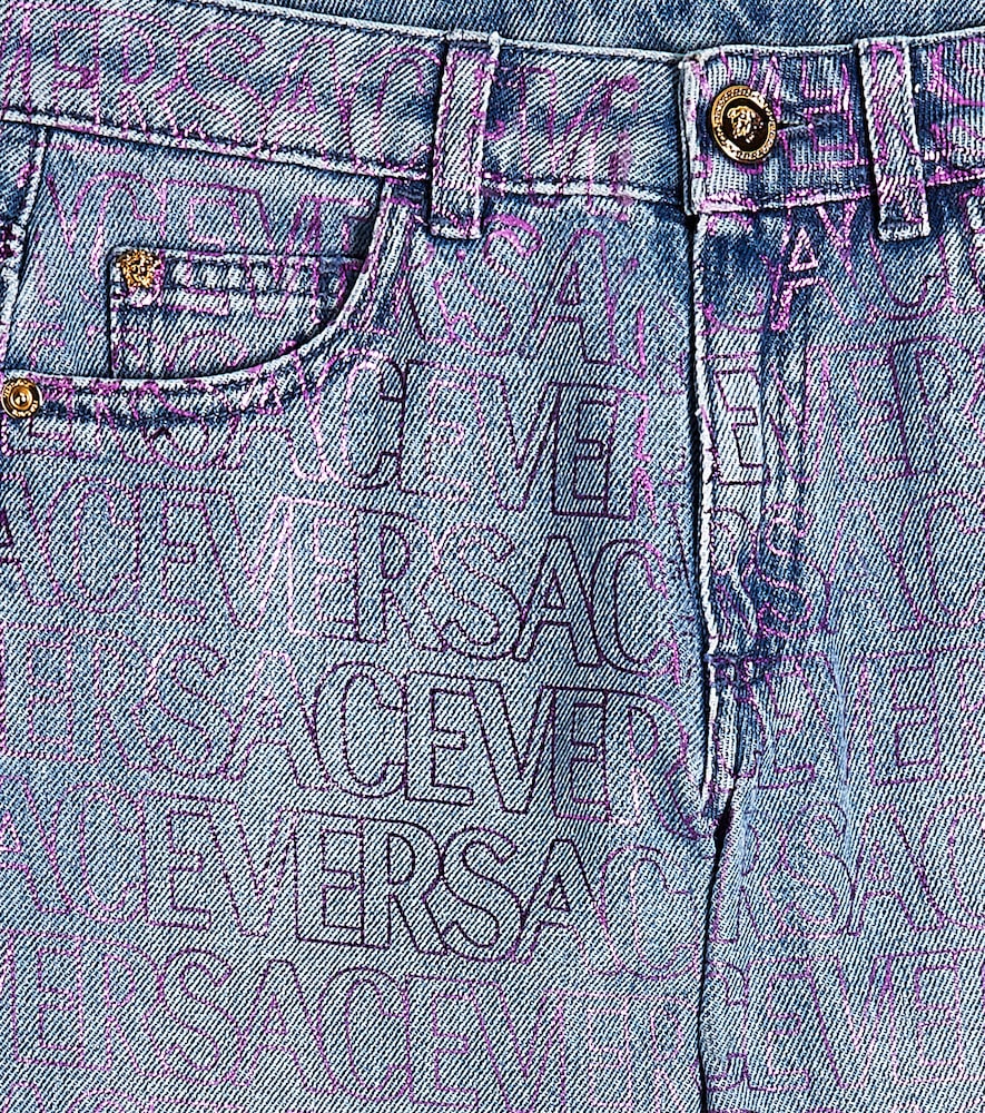 Logo printed flared jeans