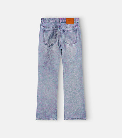 Logo printed flared jeans
