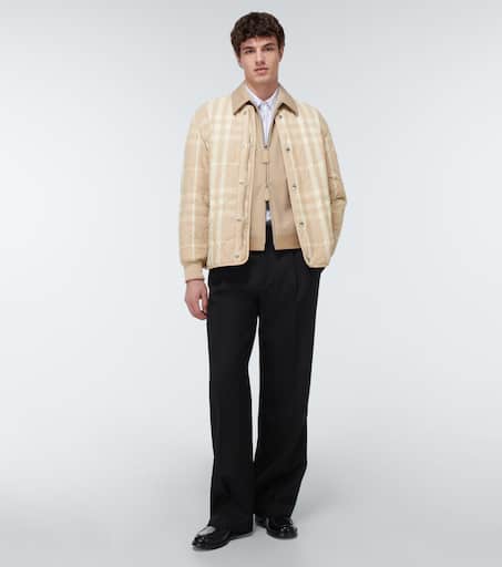 Checked quilted bomber jacket