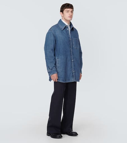 Embroidered padded denim overshirt