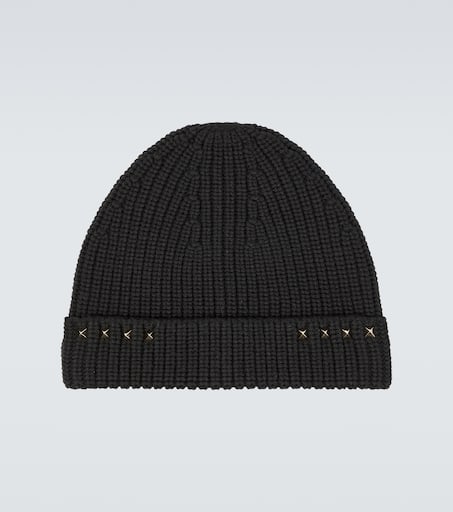 Rockstud ribbed-knit wool beanie