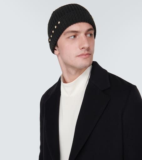 Rockstud ribbed-knit wool beanie