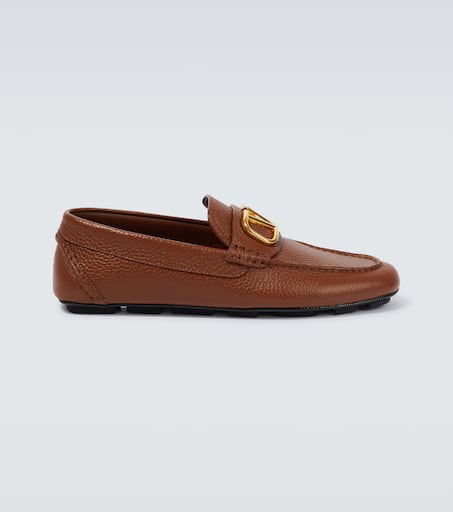 VLogo Signature leather driving shoes