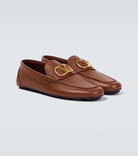 VLogo Signature leather driving shoes