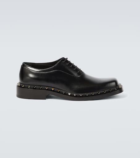 Rockstud leather Oxford shoes